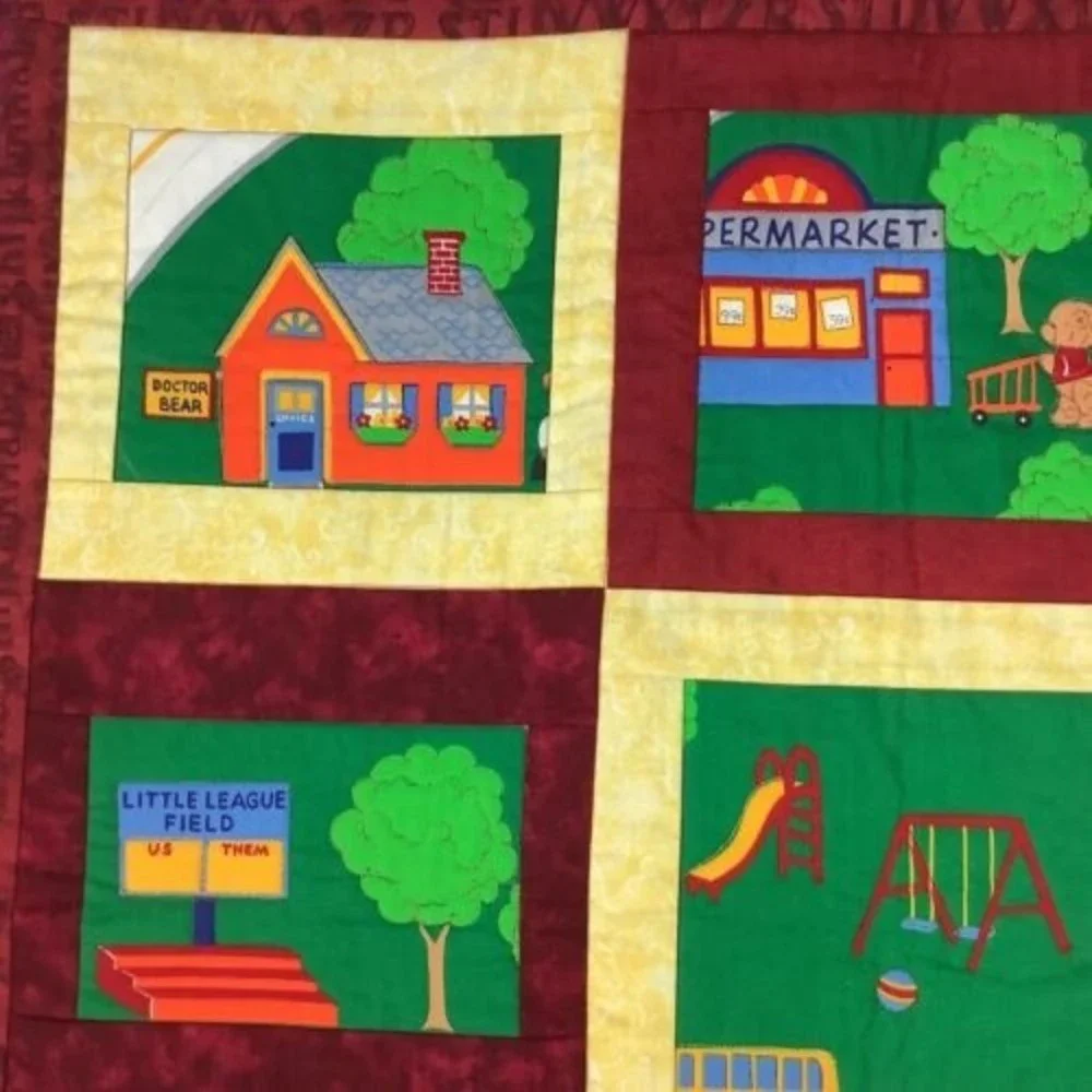 30” Square Quilt Community Neighborhood Children School Decor Alphabet Wall Hang